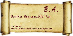 Barka Annunciáta névjegykártya